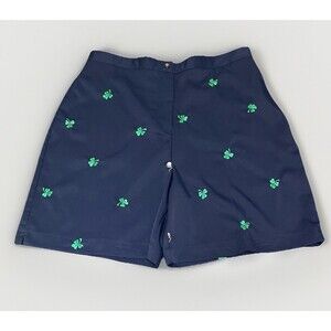 Coral Bay Golf Shorts Navy Blue Embroidered Shamrocks St. Patrick’s Day Size 16